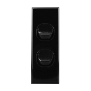 Architrave Switch 2 Gang 16A Black | BASIX S Series
