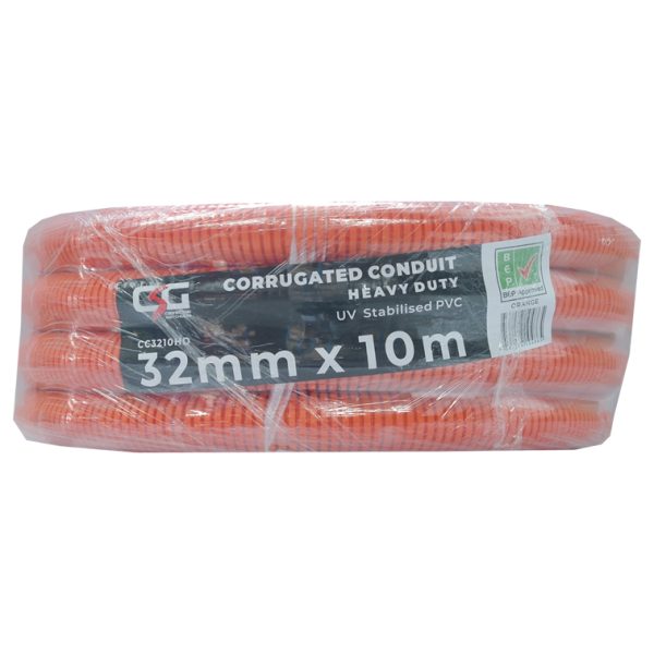 32mm Corrugated Conduit Heavy Duty 10M Roll Orange