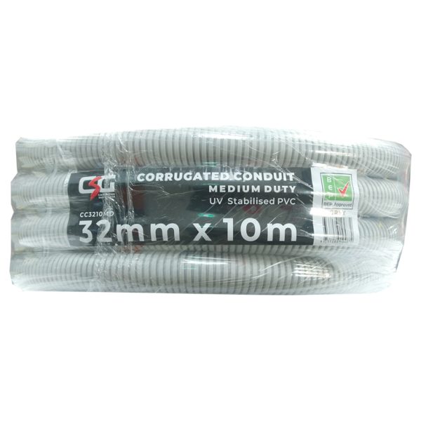 32mm Corrugated Conduit UPVC 10M Roll Grey