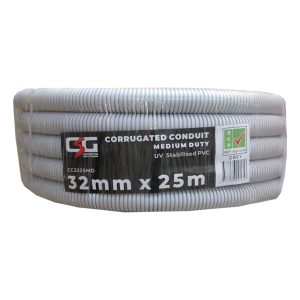 32mm Corrugated Conduit Medium Duty 25M Roll Grey