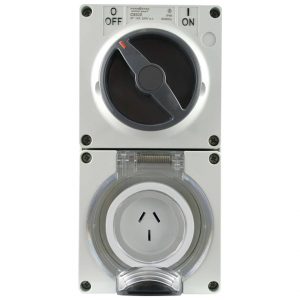Switched Socket Outlet 20A 250V AC 3 Round Pin IP66