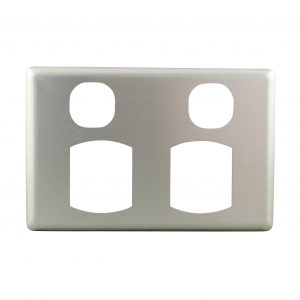 Stainless Steel Cover Plate Quick Fit Double Power Point | Suits BASIX S