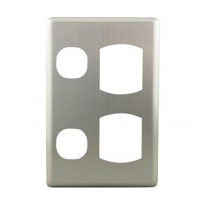 Stainless Steel Cover Plate Vertical Double Power Point | Suits BASIX S