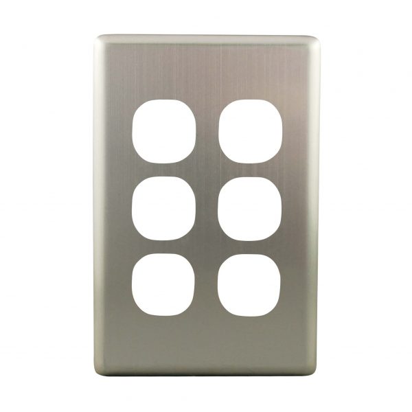 Stainless Steel Cover Plate 6 Gang | Suits BASIX S Series