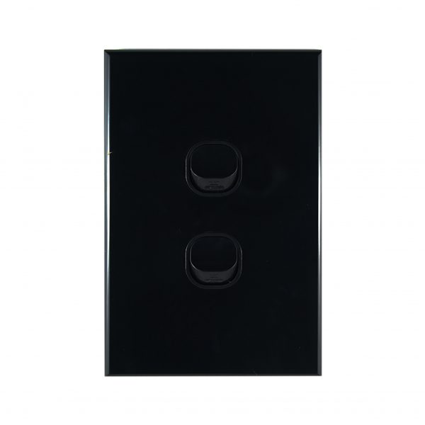 GEO Series 2 Gang Light Switch BLACK 10A 240V AC