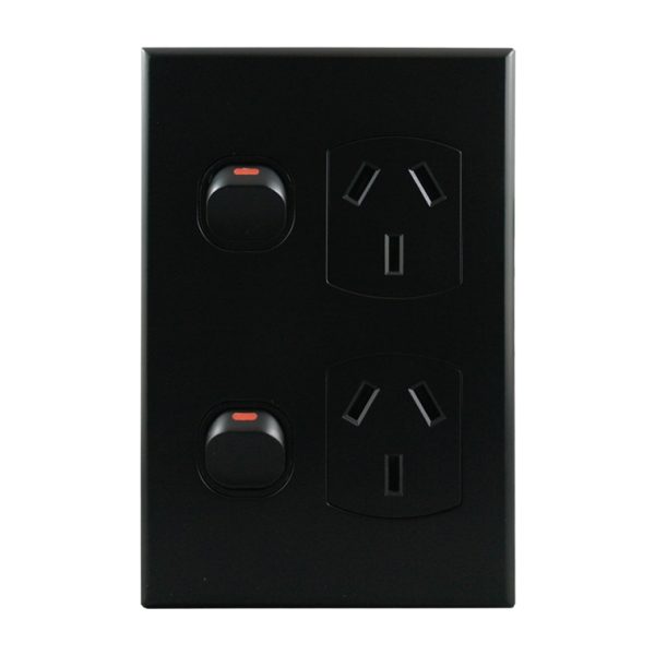 vertical double power point matte black