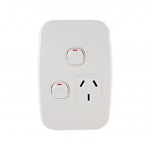 Single Power Outlet + Extra Switch 10A 250V AC Vertical LUNA