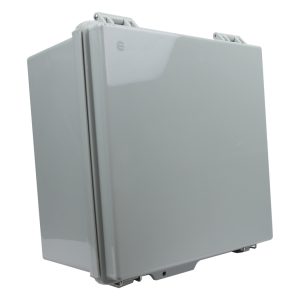 ip65 weatherproof enclosure 300x300x180mm grey hinged cover